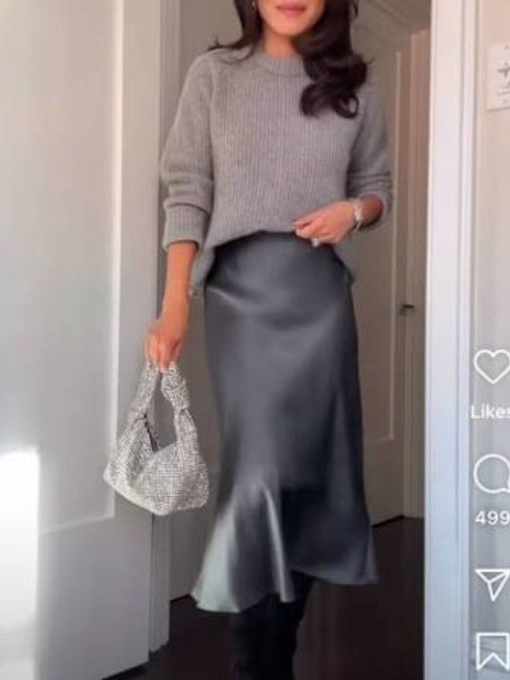 Club Monaco Silky Slip Skirt Charcoal Size 2